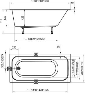 Акриловая ванна Ravak CHROME SLIM 170х75 C741300000